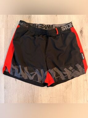 Flag Nor Fail Men's Athletic Performance Shorts - Red/Black/Grey - Size large